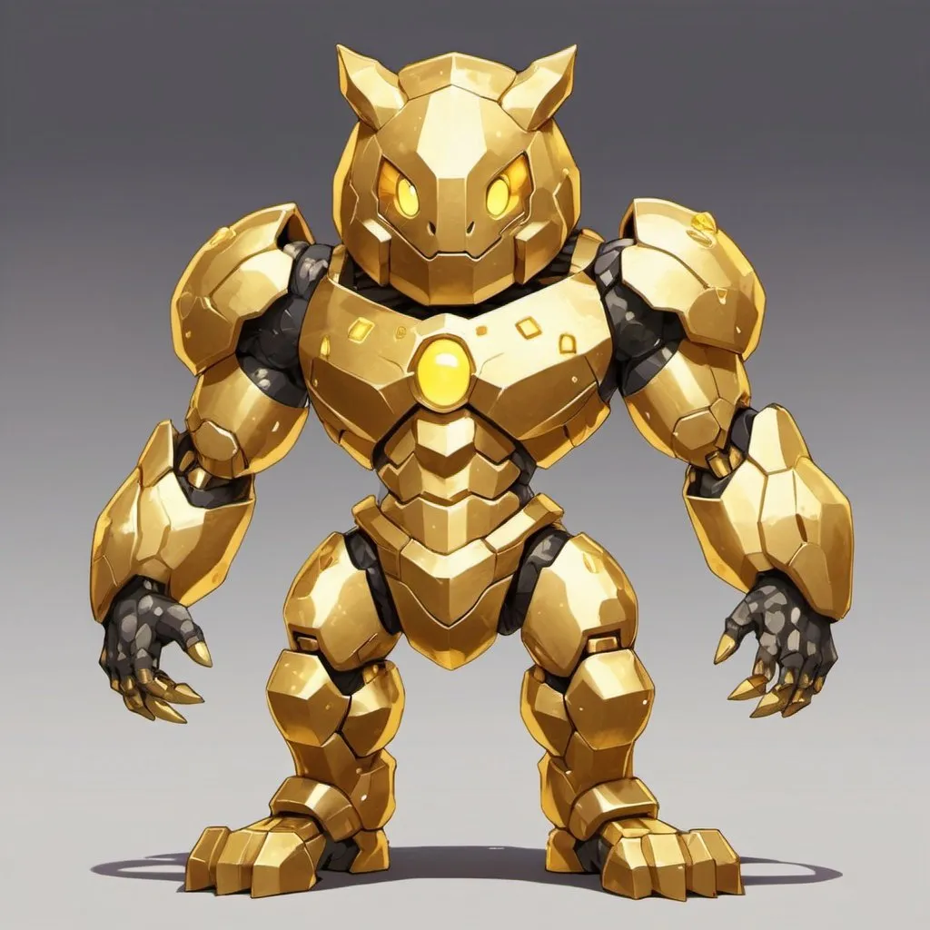 Prompt: Gold Golem with Gold palette in kemono friends art style