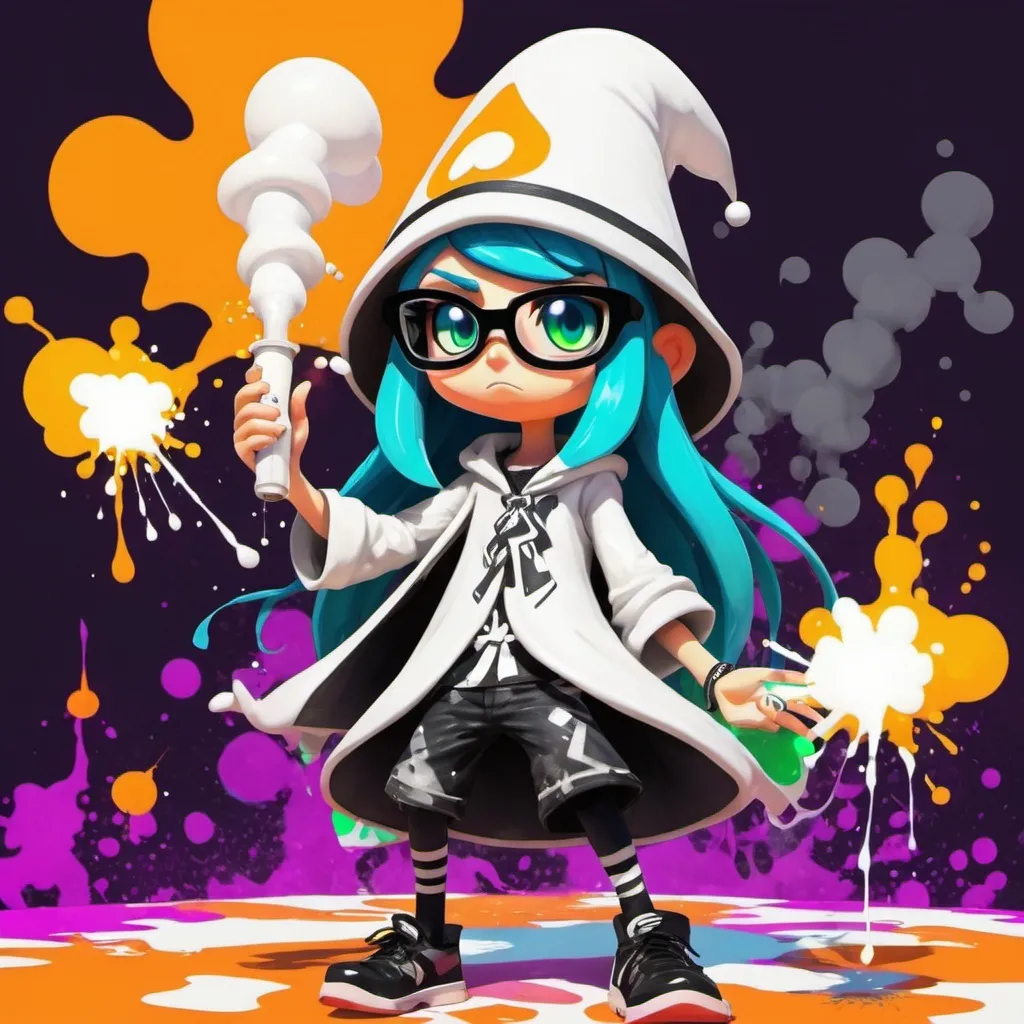 Prompt: White Phosphorus Sorcerer Revoluta in post modernism Splatoon art style