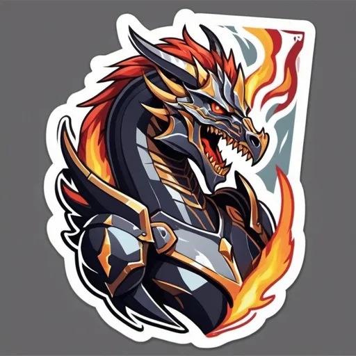 Prompt: Rola Inferno Dragoon in sticker quadrilateral  art style