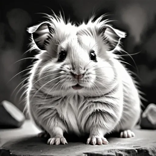 Prompt: The Maltese Hamster, in charcoal art style
