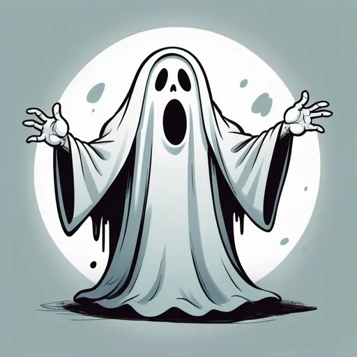 Prompt: Gargantuan Ghost in color sketch note cartoon illustration  art style