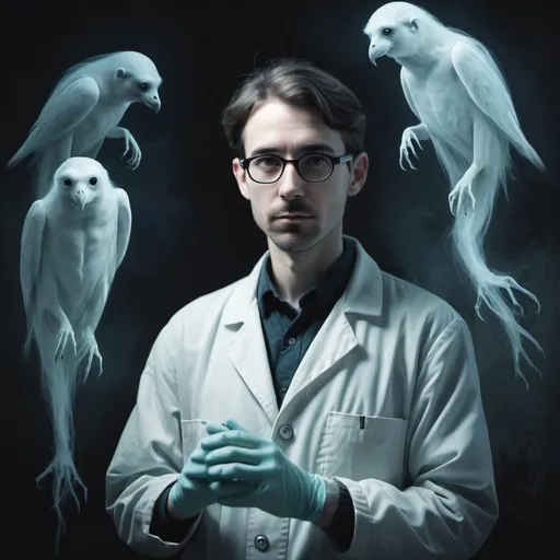 Prompt: Zoologist in ghostly art style