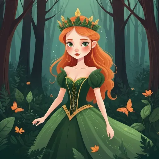 Prompt: Mistolina, Forest Princess in Vector fairy tale  art style