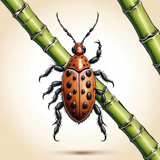 Prompt: Bamboo Tick in dry brush art style