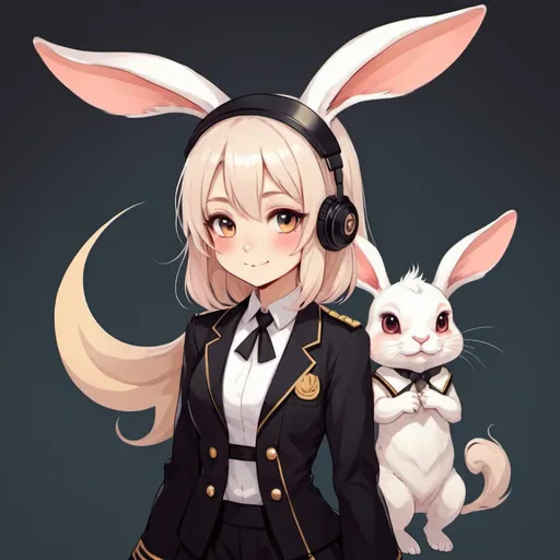 Prompt: Rabbit Ear Attendant in cute chimera art style