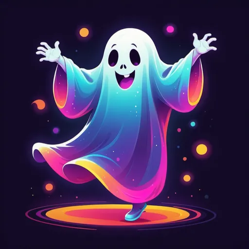 Prompt: Dancing Ghost in cute vibrant art style