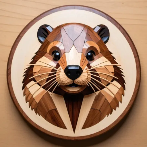 Prompt: beaver looking eager in inlay art style

