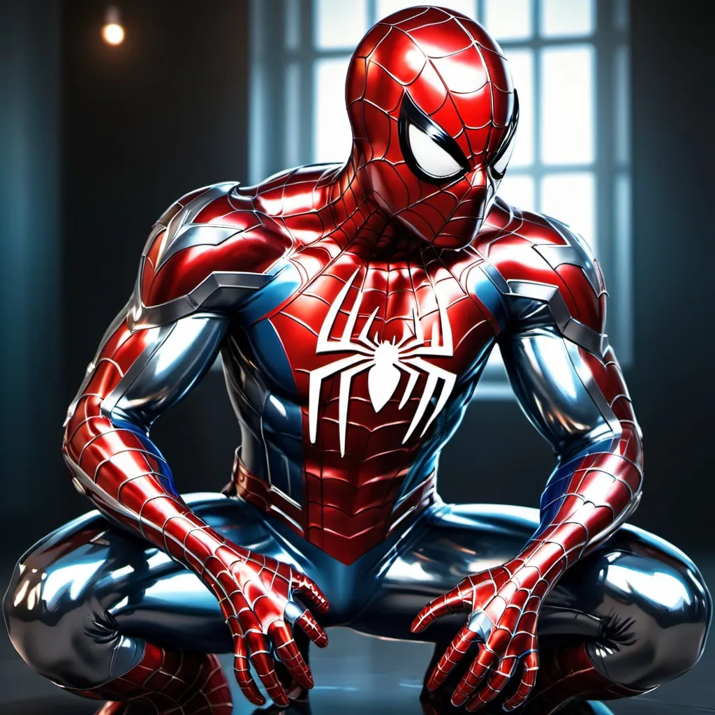 Prompt: Spiderman in metal armor in lumen reflections  art style
