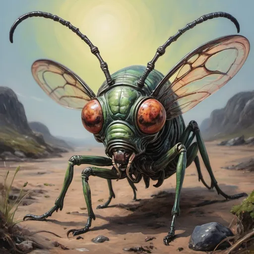 Prompt: Alien Insect in william mctaggart art style
