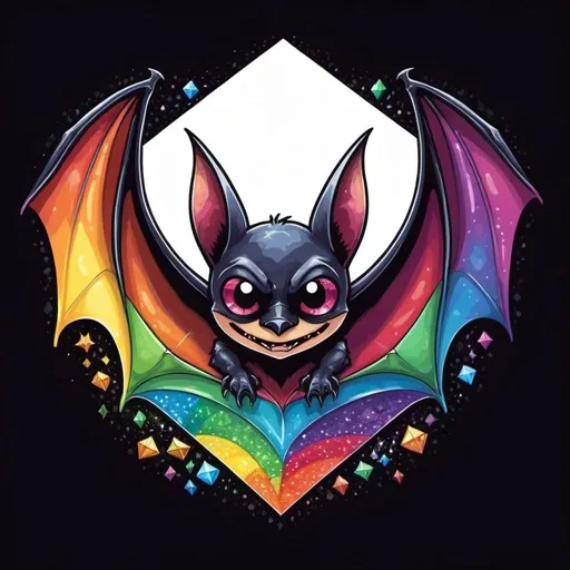 Prompt: Diamonds and Rainbows in bat art style
