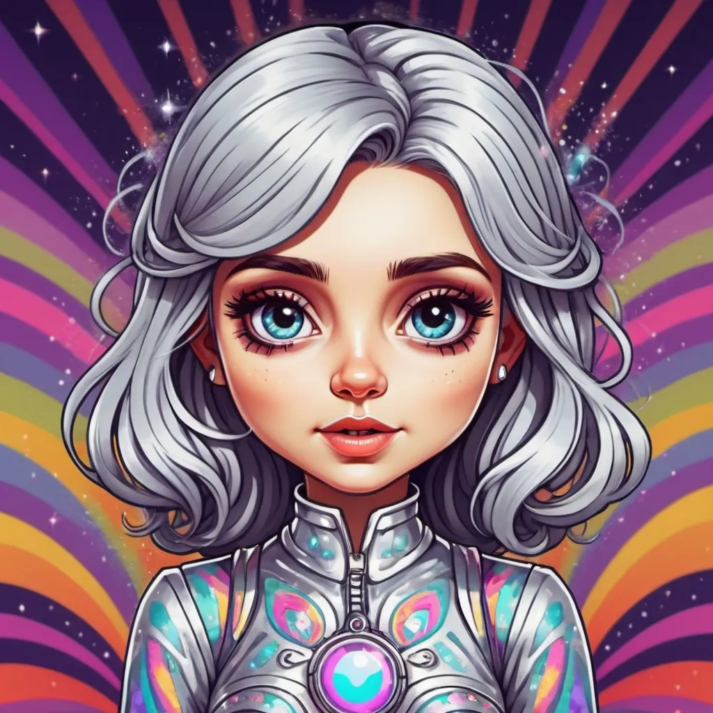 Prompt: Amelia the Silverflash in cute  psychedelic art style