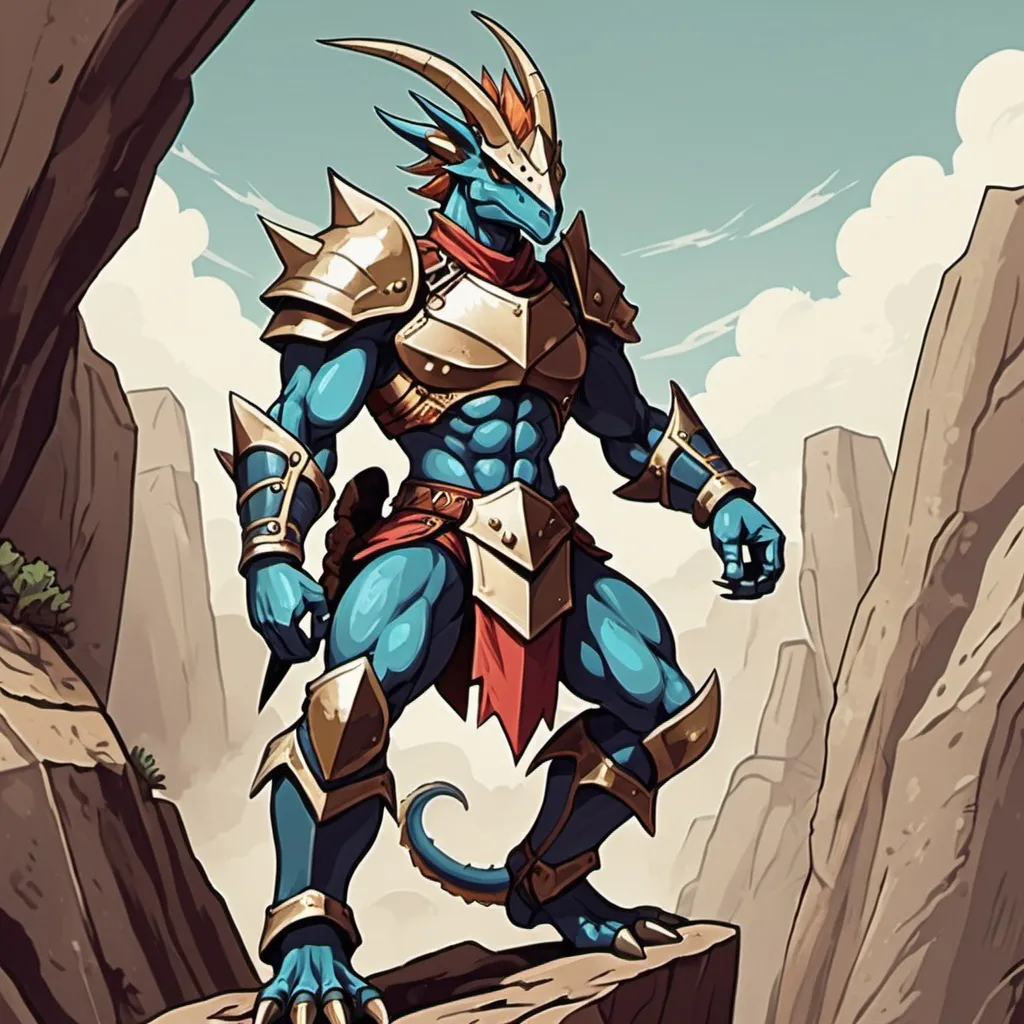 Prompt: Rockclimb Dragoon in old school art style
