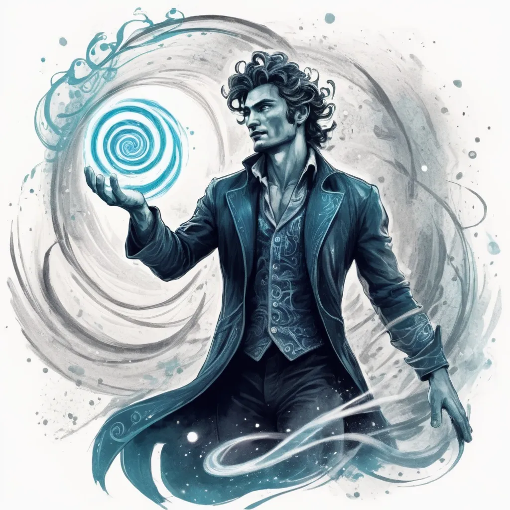 Prompt: A Magnus' Gift swirling magic all around mystical and magical, In Ink Art style