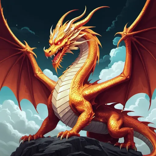 Prompt: Holy Heavenly Dragon Eosanesis  in digital illustration art style
