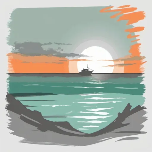 Prompt: Shadow with sea-green orange and gray palette in color sketch note art style
