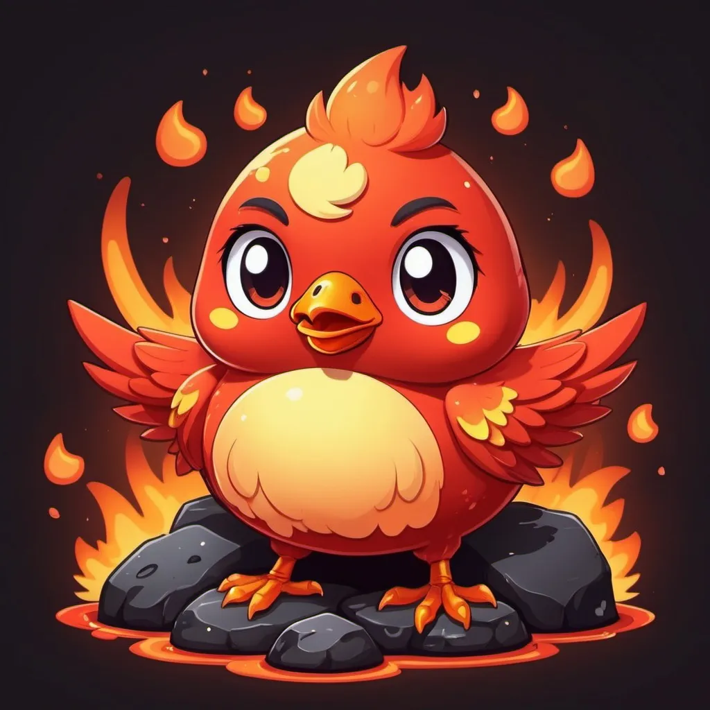 Prompt: Fortune Fowl in cute lava art style