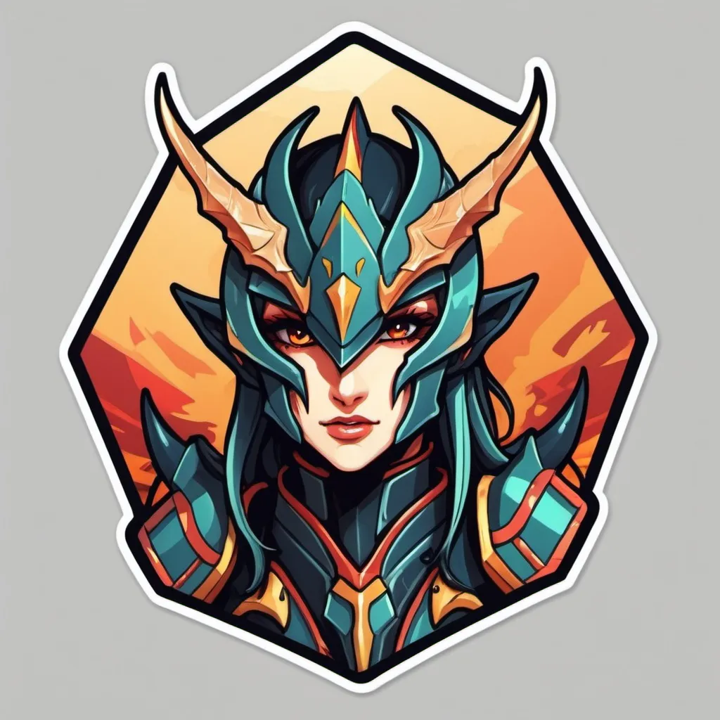 Prompt: Rola Inferno Dragoon in sticker quadrilateral  art style