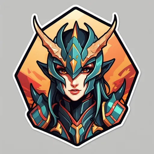 Prompt: Rola Inferno Dragoon in sticker quadrilateral  art style