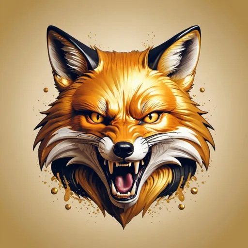 Prompt: angry fox gold in dynamic illustration art style