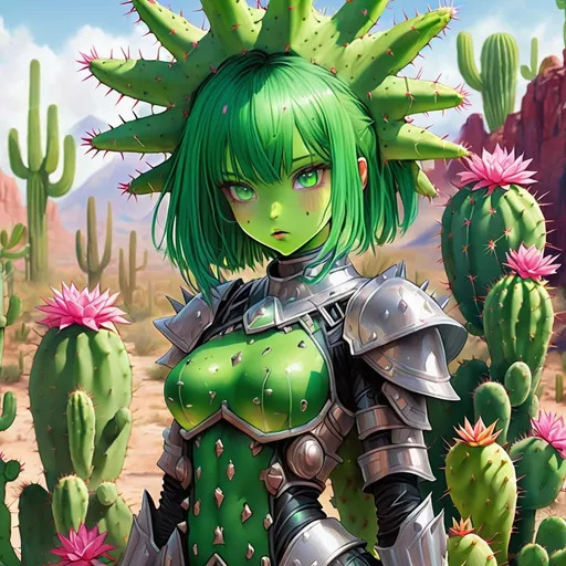 Cactuar Anime Girl with vivid green cactus-like skin...