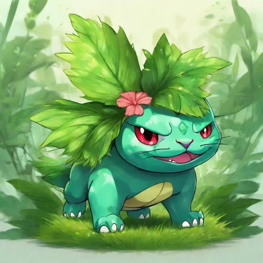 Prompt: Cat Venusaur, Type is grass fairy, grand fairy wings, best quality, masterpiece, in the jungle, in cartoon art style