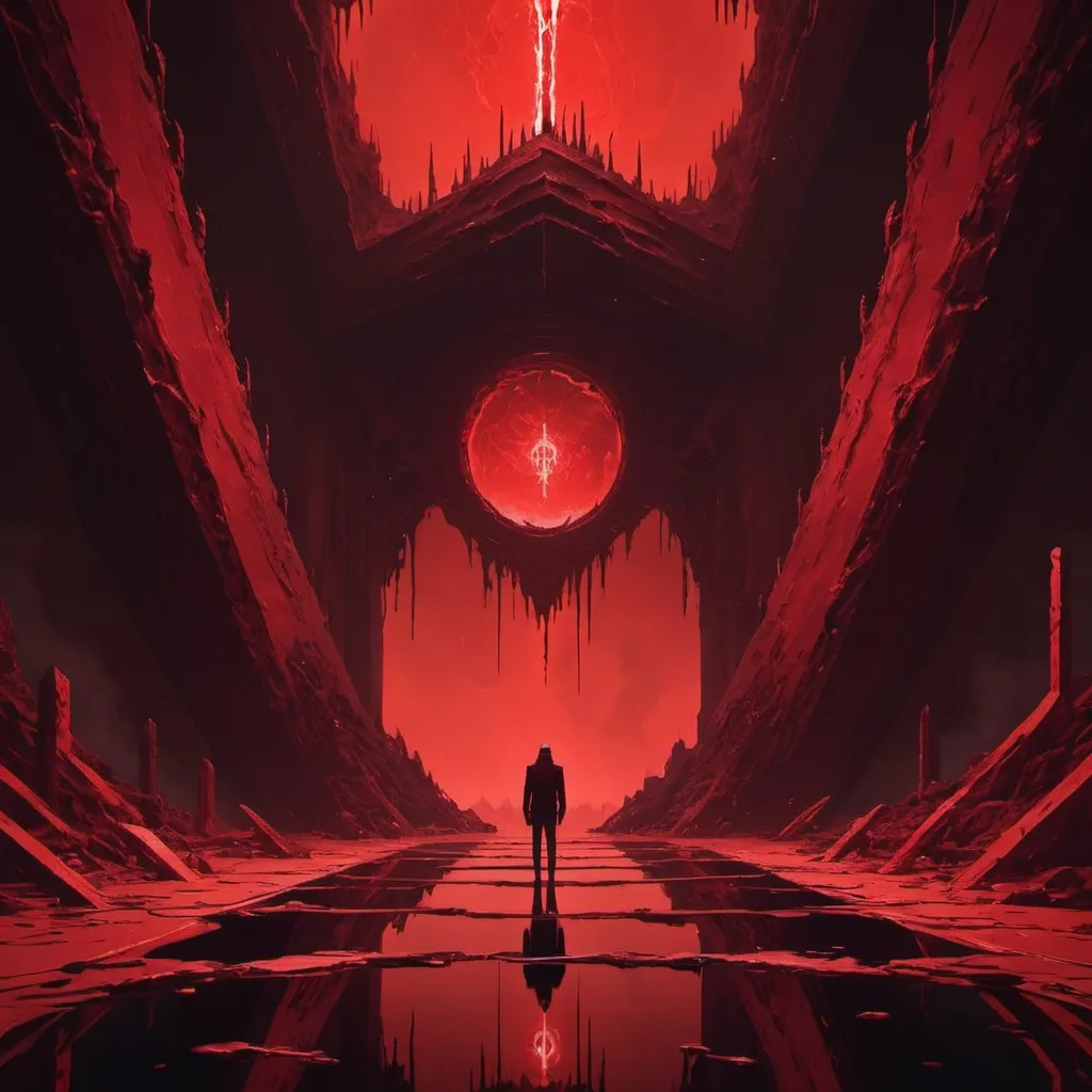 Prompt: Nether Void in red aesthetic art style