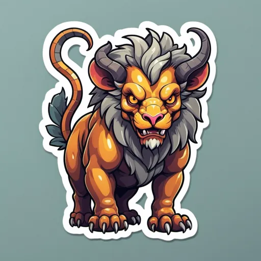 Prompt: Regalore Steel Chimera in sticker didacticism  art style