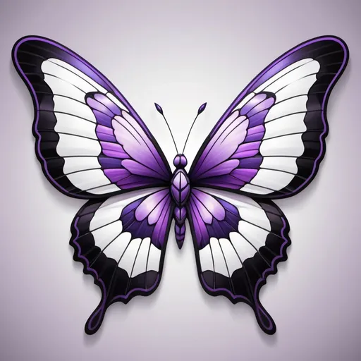 Prompt: purple butterfly with white and black wings in vitrail   art style
