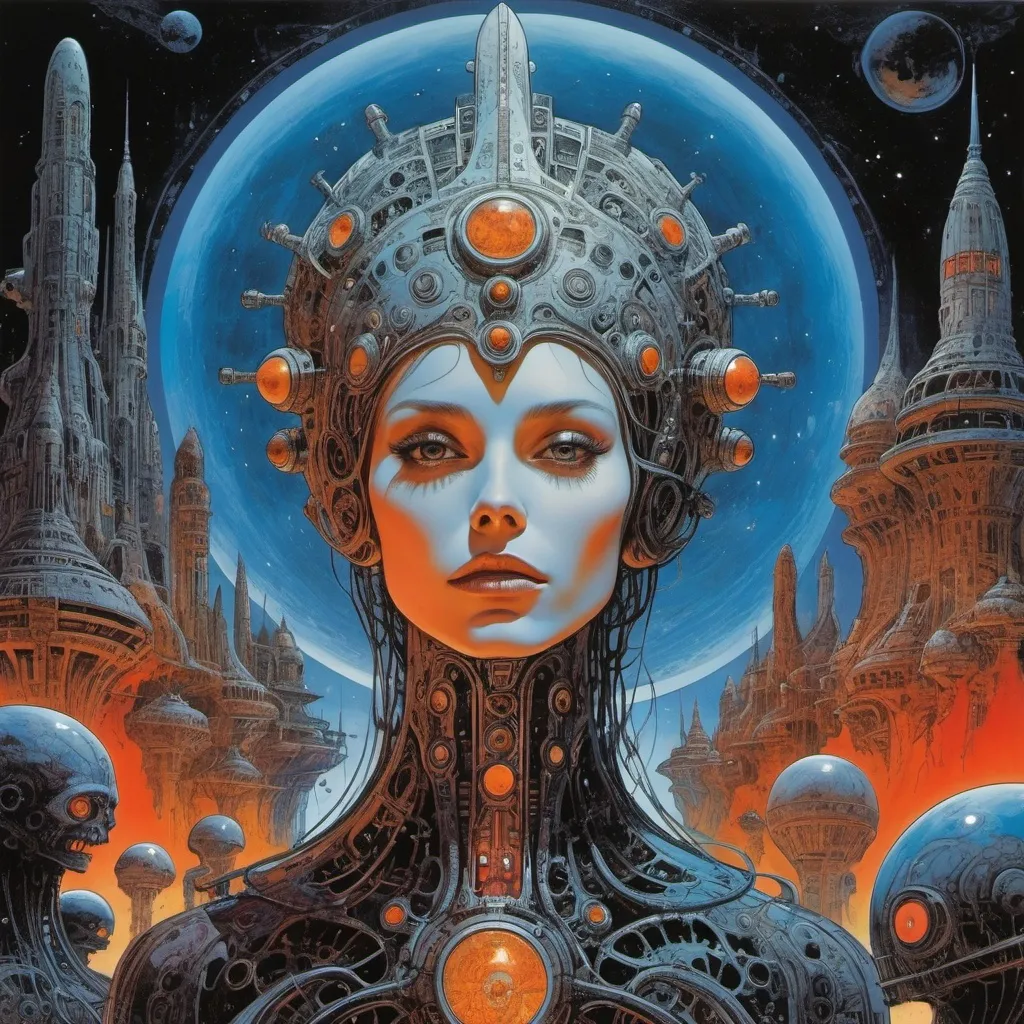 Prompt: Allure of the Unknown in philippe druillet art style
