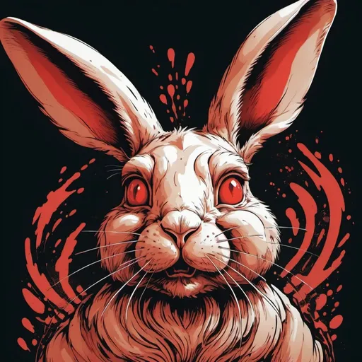 Prompt: Rapid Fire in rabbit  grotesque art style