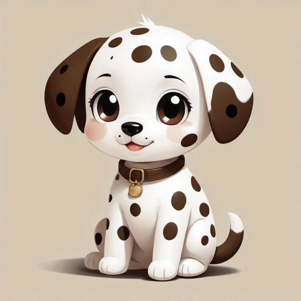 Prompt: Piyopiyo with brown and white palette in dalmatian art style