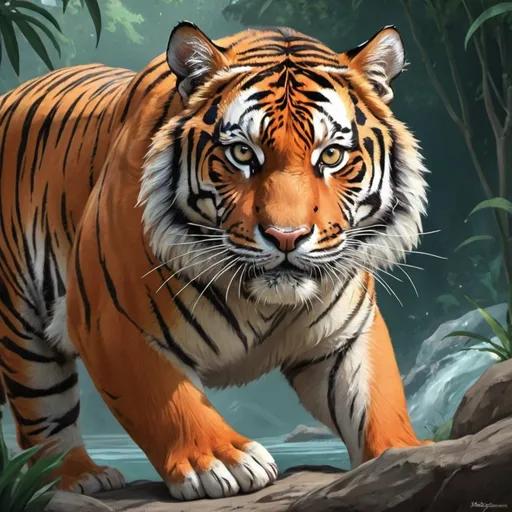 Prompt: The world is mine to twist and break in tiger art style