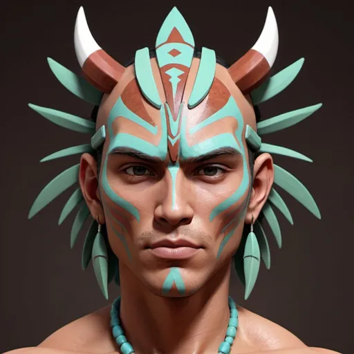 Prompt: Frontrank Sage Peiron in 3d anime tribal art style
