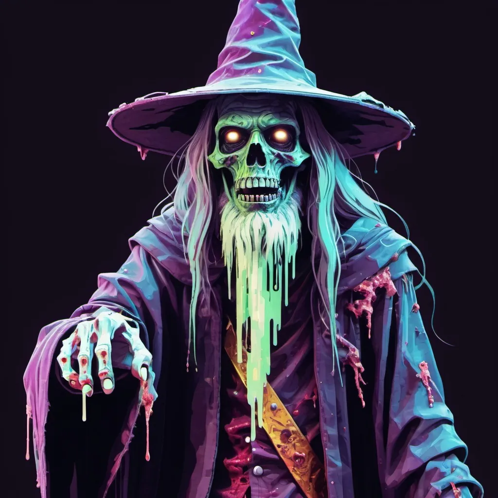 Prompt: Zombie Wizard in glitch art style