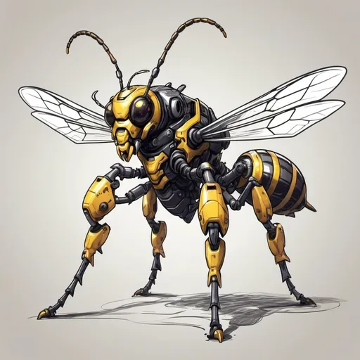 Prompt: mecha wasp monster in sketch art style
