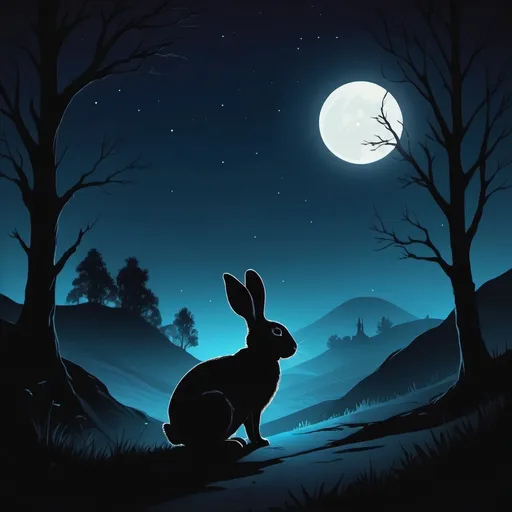 Prompt: Midnight Shadowscape in rabbit art style
