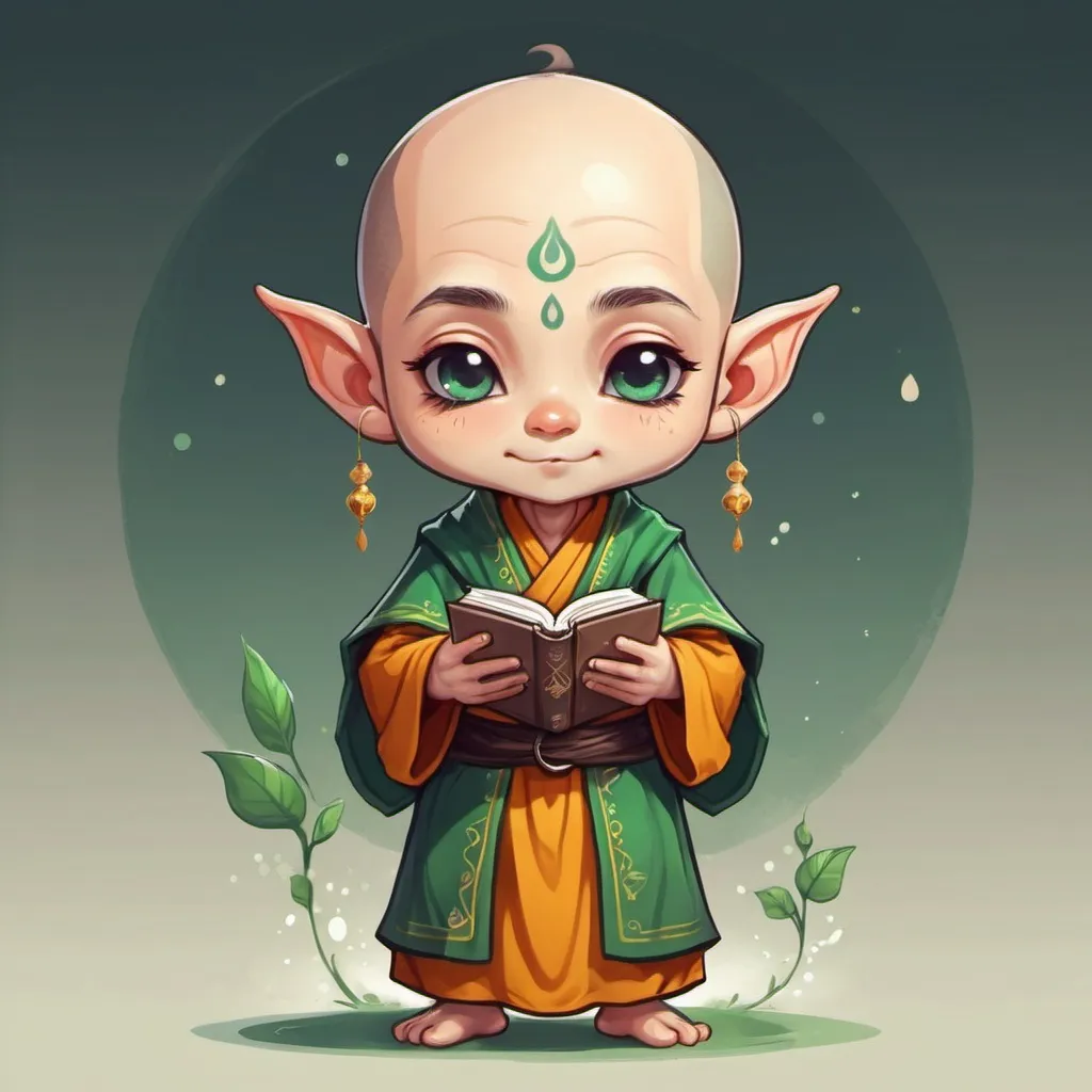 Prompt: Monk of Purification in cute elf art style