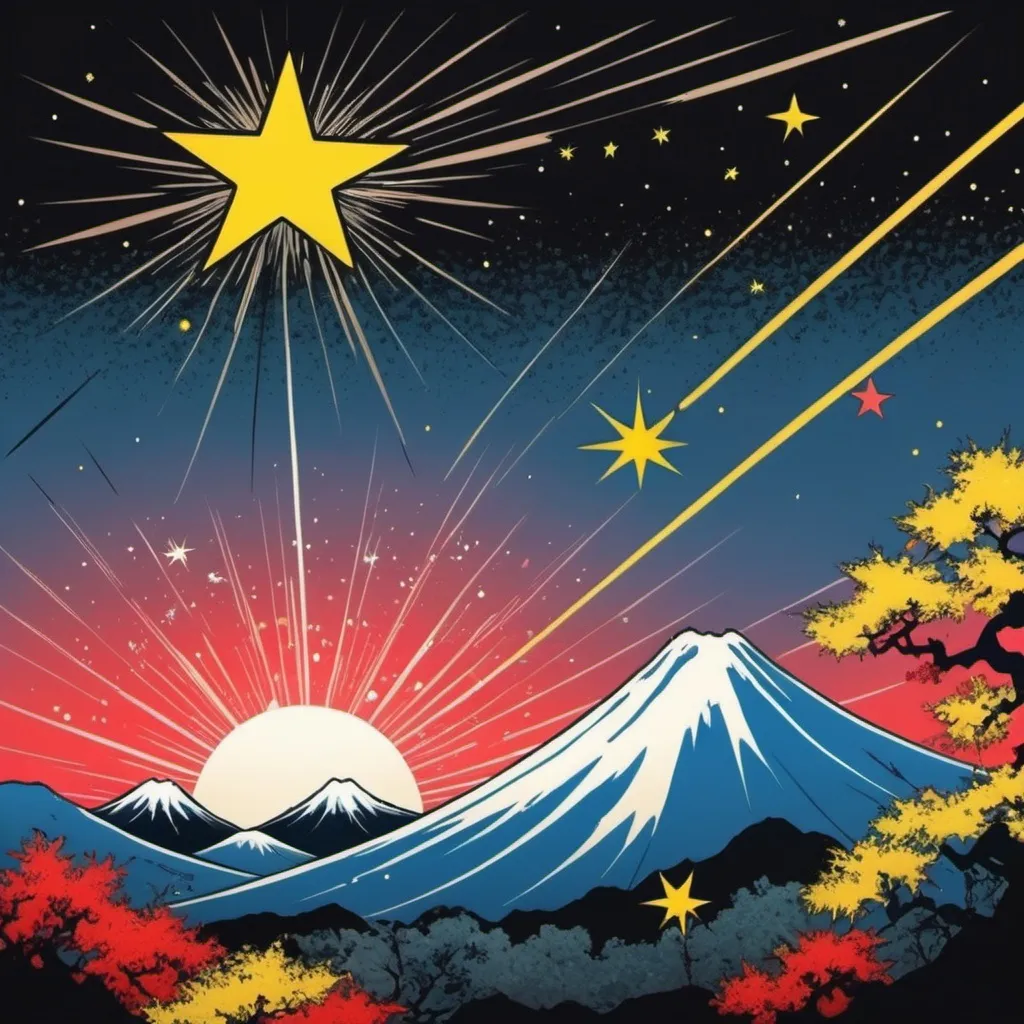 Prompt: Falling Star	in japanese pop art style