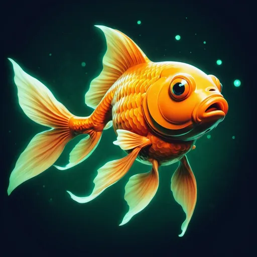 Prompt: goldfish karp in night vision art style