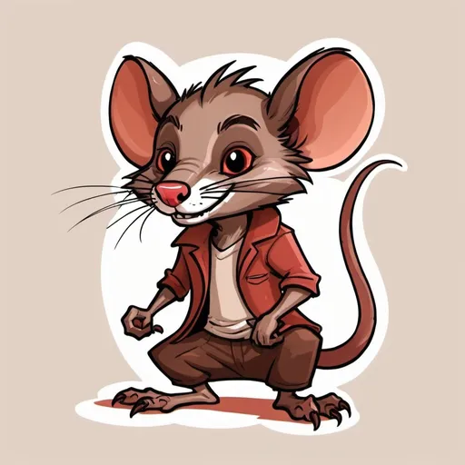 Prompt: Wererat with brown and brown-red palette in sketch note art style
