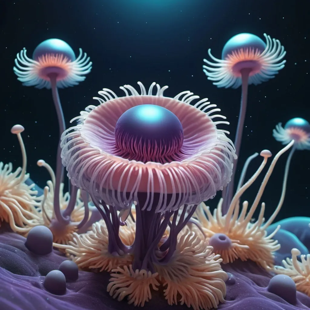 Prompt: space sea anemones in ray tracing art style