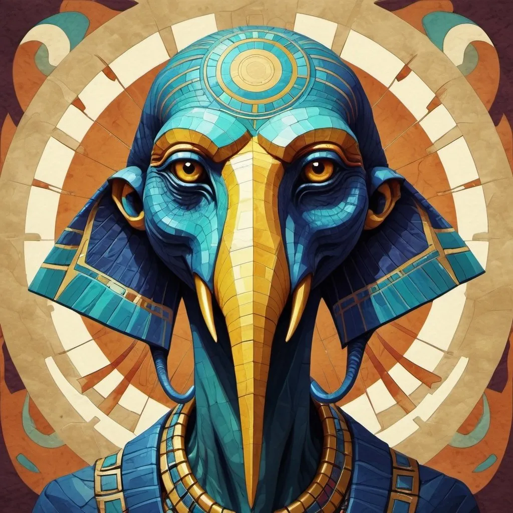 Prompt: Thoth in monster geoabstract art style