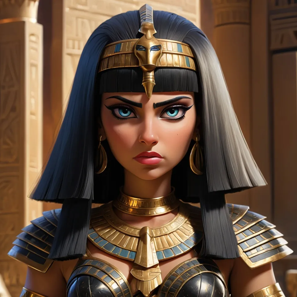 Prompt: Cleopatra in dark sinister armor