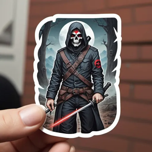 Prompt: Rebel Against Fate in sticker massurrealism art style