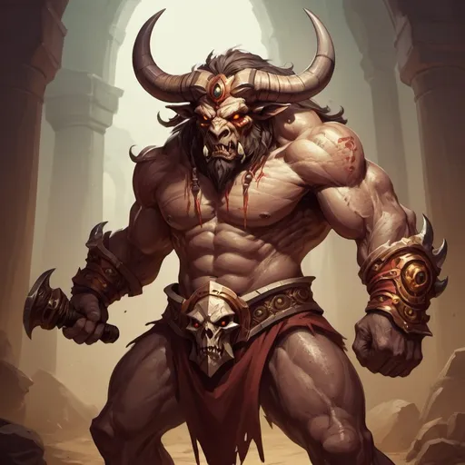 Prompt: Valse Champion Deadeye in monster minotaur art style