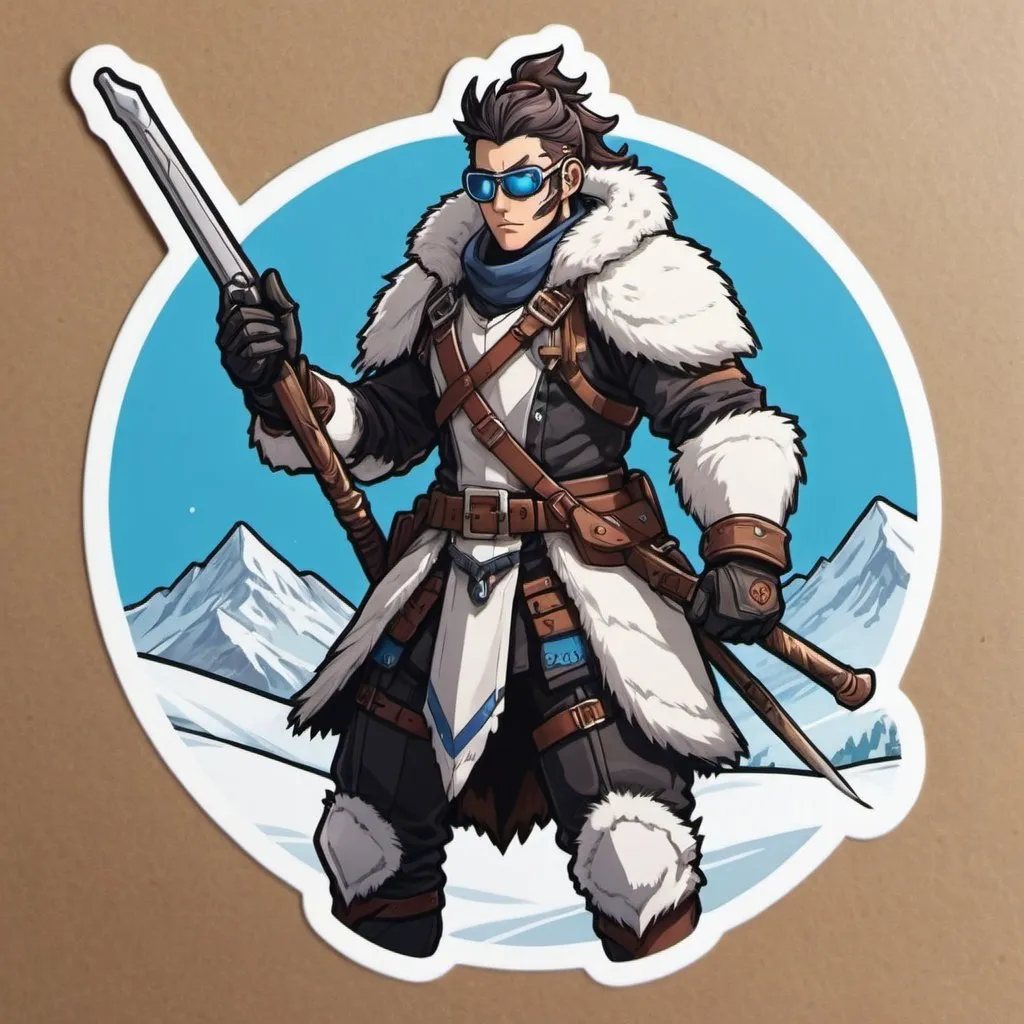 Prompt: Sure-Sighted Lancer in sticker tundra art style