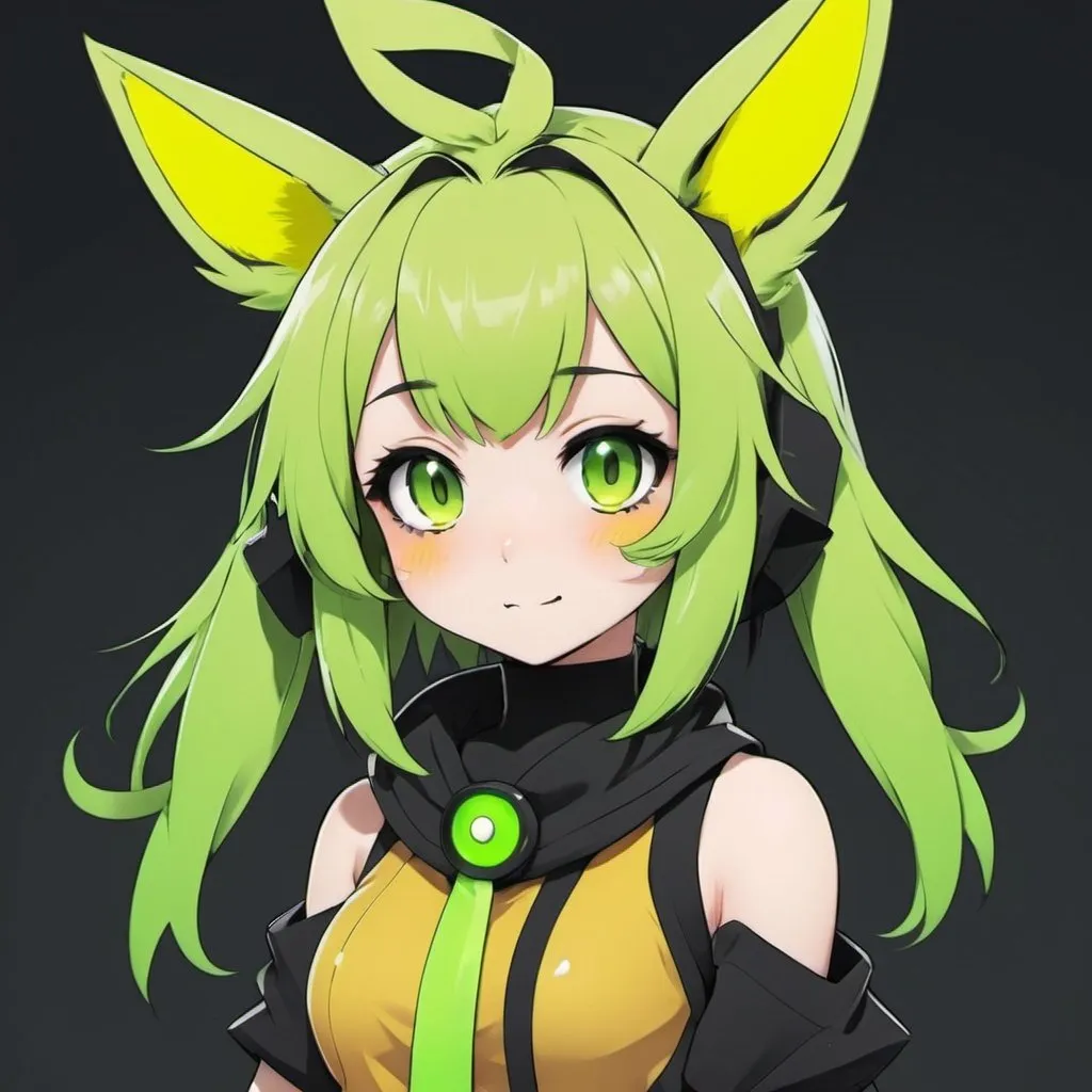 Prompt: Drackyma with neon green-yellow palette in kemono friends art style