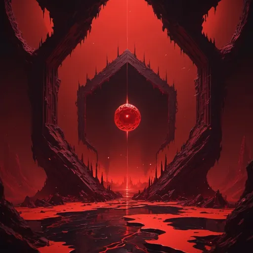 Prompt: Nether Void in red aesthetic art style