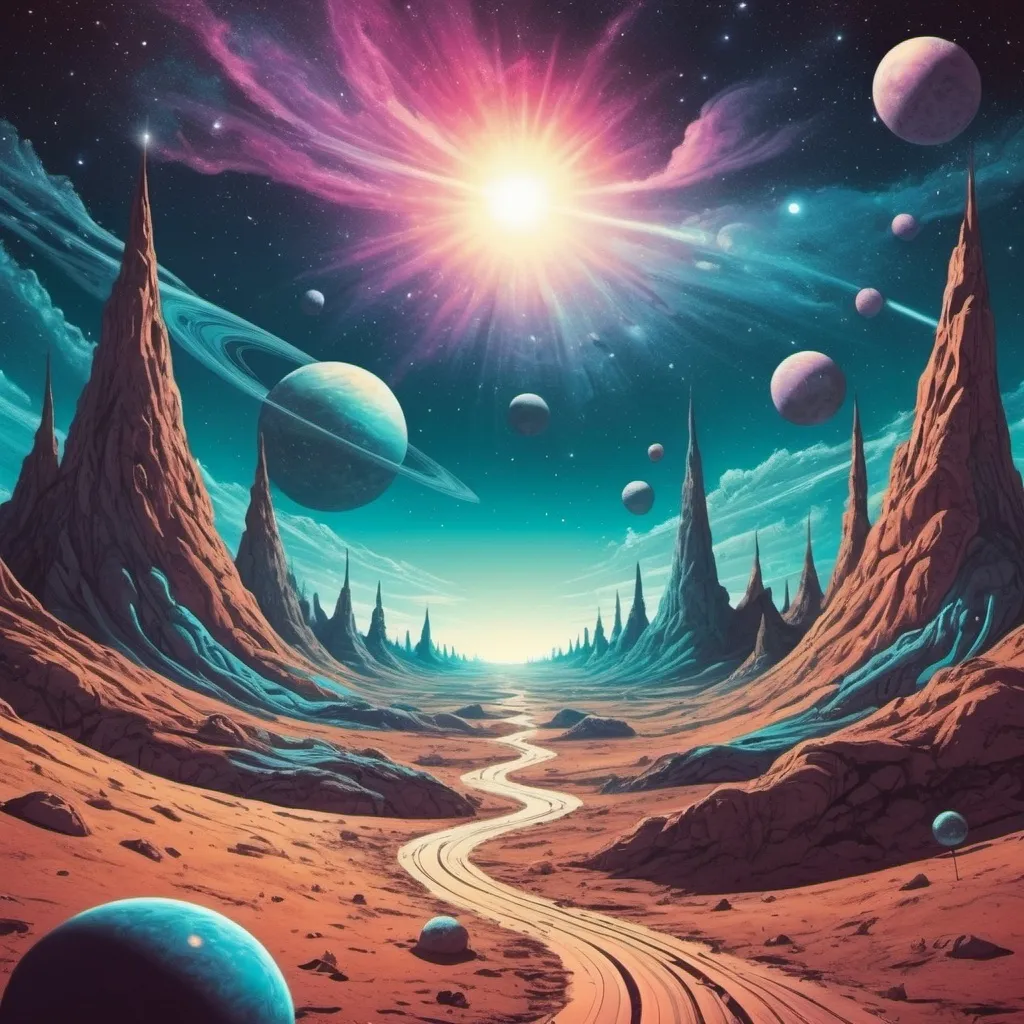 Prompt: Galactic Dreamscape in surreal comic art style

