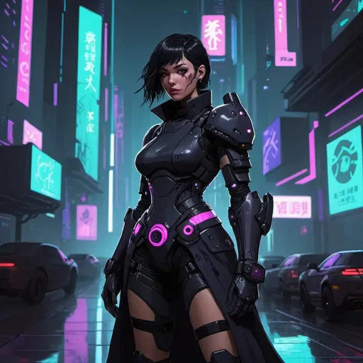 Prompt: Projection Knight Muir in cyberpunk game kimicore art style
